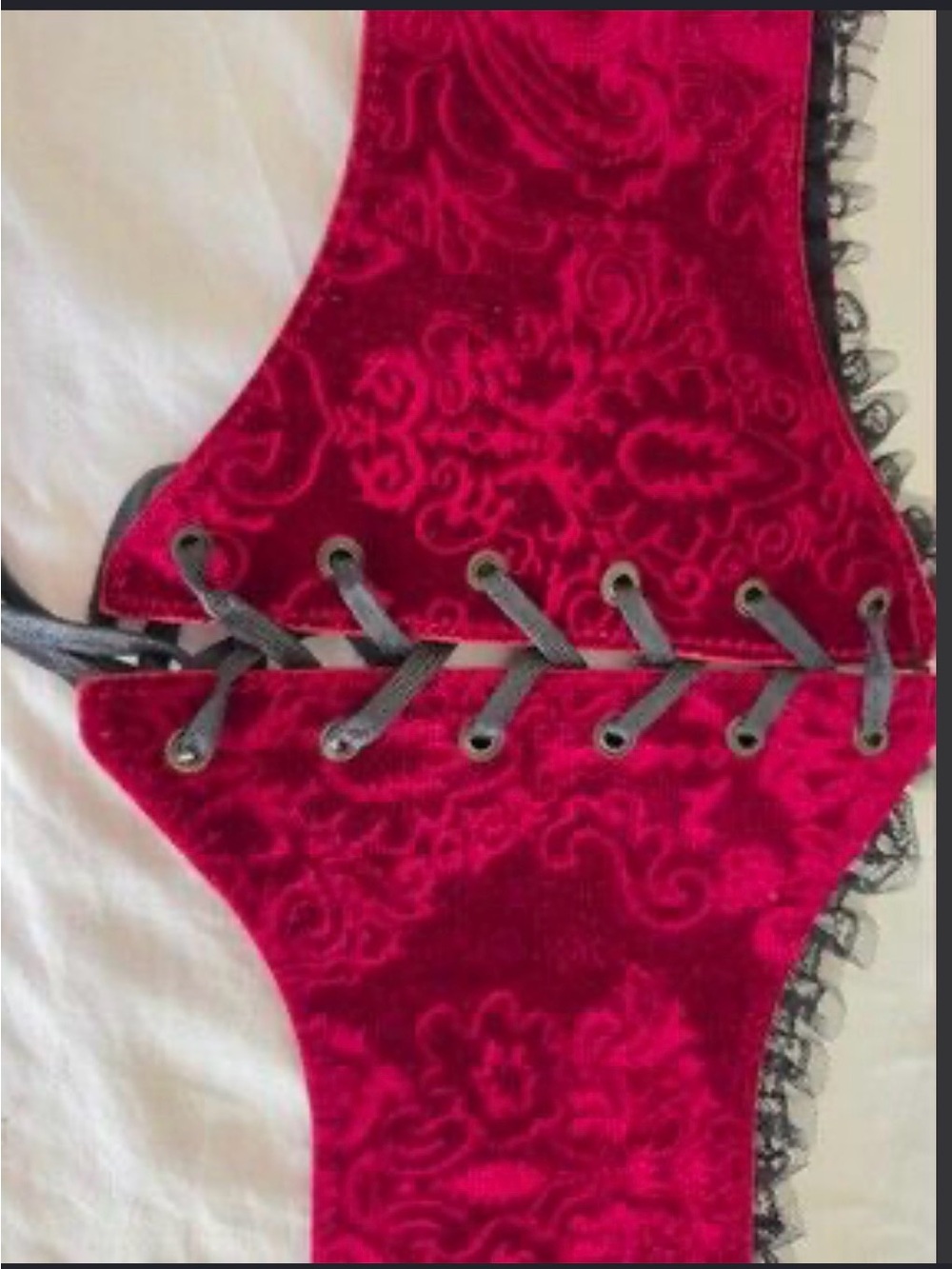 Red Velvet Lace-Up Waist Cincher Belt - Women Accessories